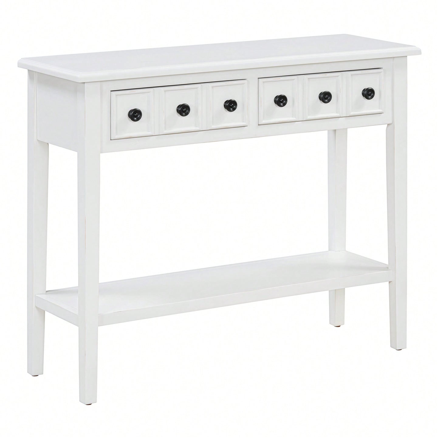 Rustic Teal Console Table With Open Shelf And Rubber Wood Legs For Entryways Living Rooms And Hallways