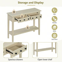 Rustic Teal Console Table With Open Shelf And Rubber Wood Legs For Entryways Living Rooms And Hallways