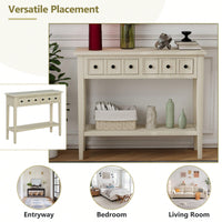 Rustic Teal Console Table With Open Shelf And Rubber Wood Legs For Entryways Living Rooms And Hallways