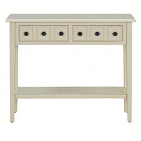 Rustic Teal Console Table With Open Shelf And Rubber Wood Legs For Entryways Living Rooms And Hallways