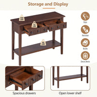 Rustic Teal Console Table With Open Shelf And Rubber Wood Legs For Entryways Living Rooms And Hallways