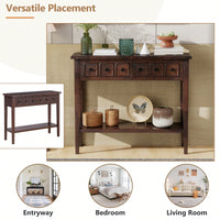 Rustic Teal Console Table With Open Shelf And Rubber Wood Legs For Entryways Living Rooms And Hallways