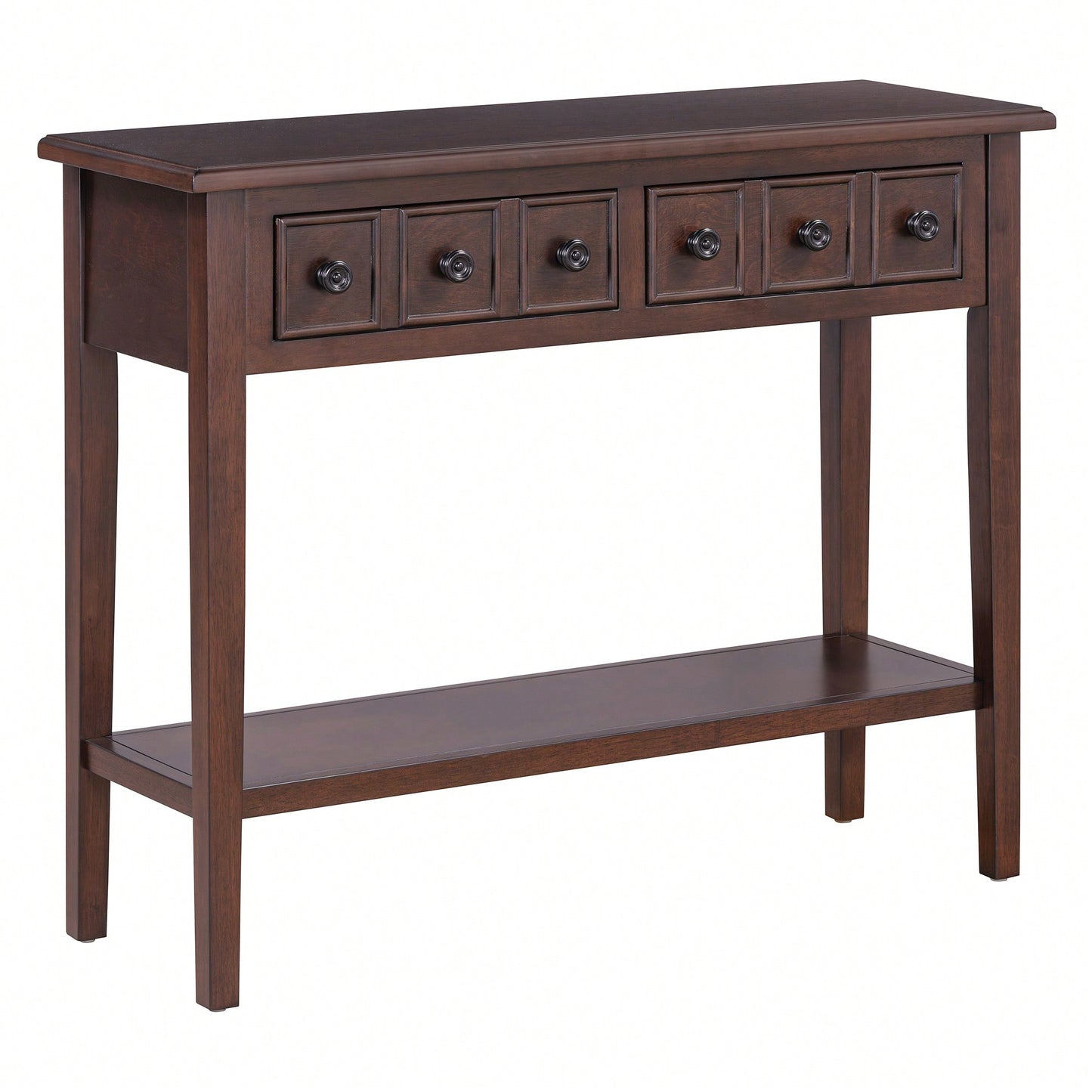 Rustic Teal Console Table With Open Shelf And Rubber Wood Legs For Entryways Living Rooms And Hallways