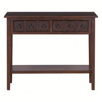 Rustic Teal Console Table With Open Shelf And Rubber Wood Legs For Entryways Living Rooms And Hallways