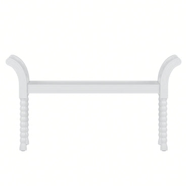 Elegant Vintage Bench With Turned Legs For Bedroom Or Living Room Decor In White