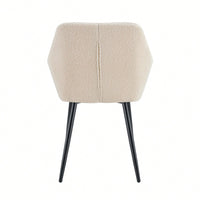 Teddy Fabric Accent Arm Chairs With Black Metal Legs Set Of 2 For Modern Living Room Dining Room Club Guest Seating Beige