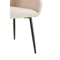 Teddy Fabric Accent Arm Chairs With Black Metal Legs Set Of 2 For Modern Living Room Dining Room Club Guest Seating Beige