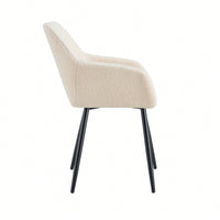 Teddy Fabric Accent Arm Chairs With Black Metal Legs Set Of 2 For Modern Living Room Dining Room Club Guest Seating Beige