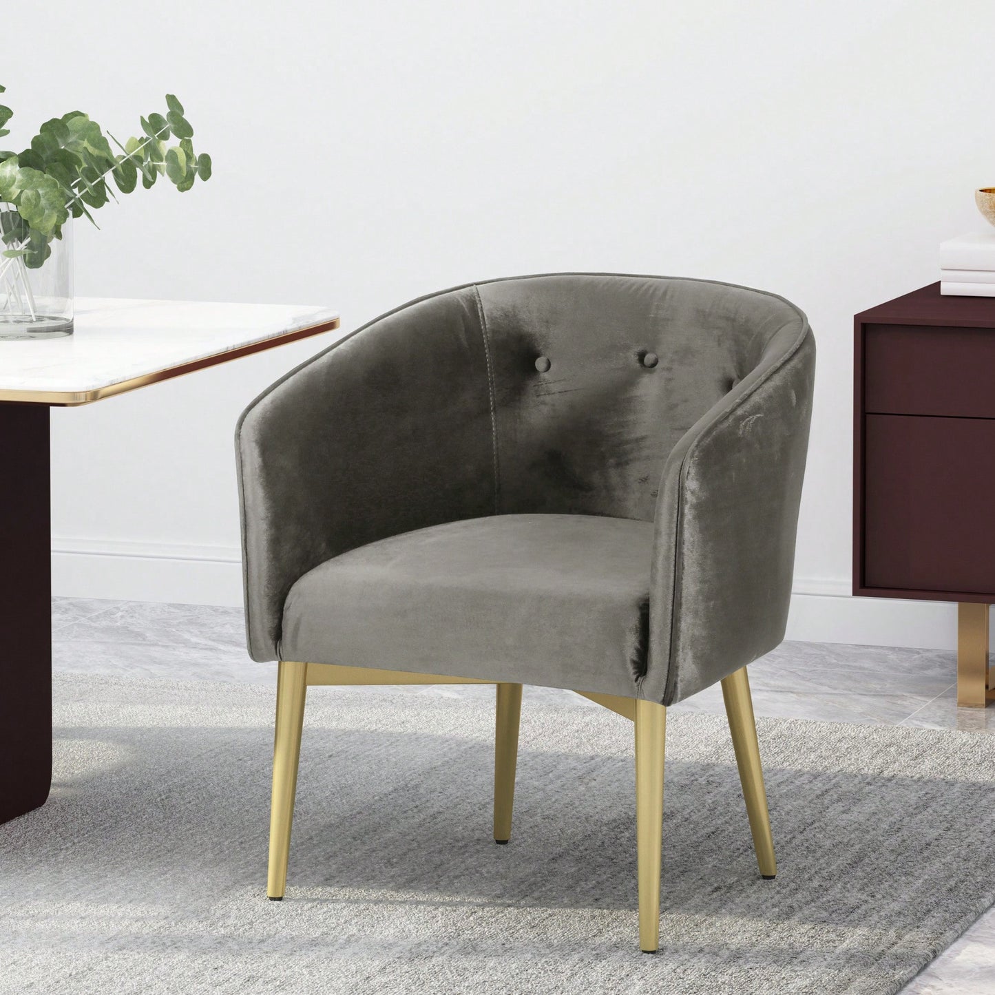 Elegant Upholstered Dining Arm Chair With Stylish Design And Comfortable Seating