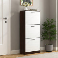 Narrow Shoe Storage Cabinet With 3 Flip Drawers For Entryway Organization