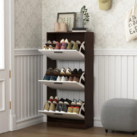 Narrow Shoe Storage Cabinet With 3 Flip Drawers For Entryway Organization