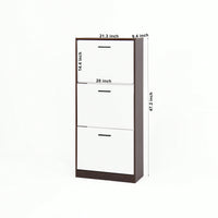 Narrow Shoe Storage Cabinet With 3 Flip Drawers For Entryway Organization