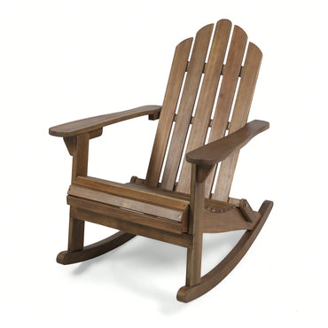 Classic Adirondack Style Rocking Chair For Outdoor Relaxation And Comfort