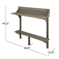 Outdoor Acacia Wood Balcony Bar Table Ideal For Patio And Garden Use Gray Finished