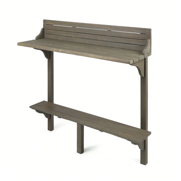 Outdoor Acacia Wood Balcony Bar Table Ideal For Patio And Garden Use Gray Finished