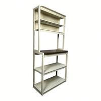 5-Tier Rustic Brown And White Kitchen Bakers Rack With Storage Shelves Coffee Bar And Microwave Stand