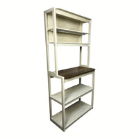 5-Tier Rustic Brown And White Kitchen Bakers Rack With Storage Shelves Coffee Bar And Microwave Stand