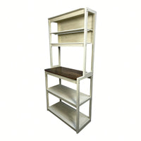 5-Tier Rustic Brown And White Kitchen Bakers Rack With Storage Shelves Coffee Bar And Microwave Stand