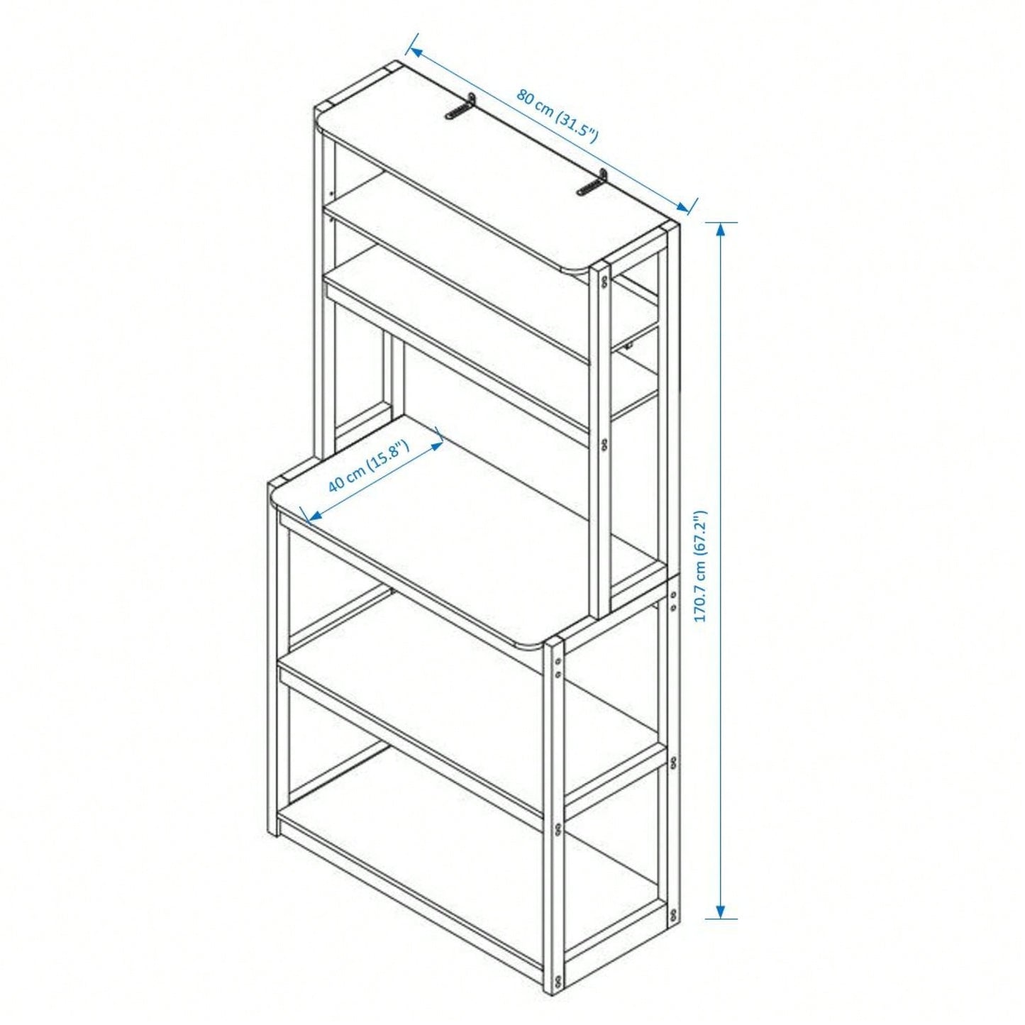 5-Tier Rustic Brown And White Kitchen Bakers Rack With Storage Shelves Coffee Bar And Microwave Stand