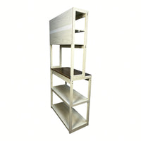 5-Tier Rustic Brown And White Kitchen Bakers Rack With Storage Shelves Coffee Bar And Microwave Stand