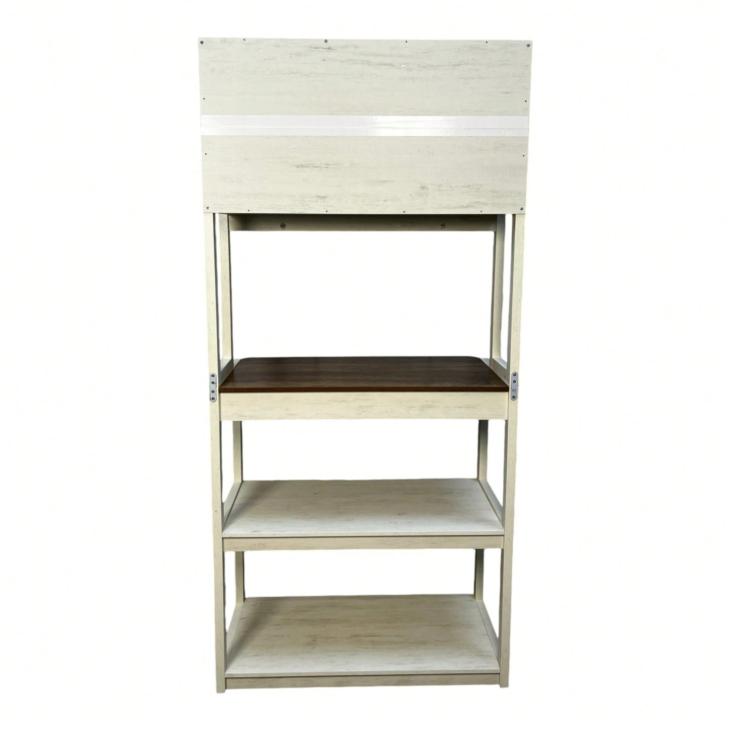 5-Tier Rustic Brown And White Kitchen Bakers Rack With Storage Shelves Coffee Bar And Microwave Stand