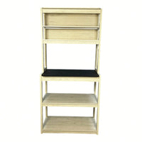 5-Tier Rustic Brown And White Kitchen Bakers Rack With Storage Shelves Coffee Bar And Microwave Stand