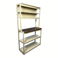 5-Tier Rustic Brown And White Kitchen Bakers Rack With Storage Shelves Coffee Bar Microwave Stand