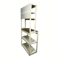 5-Tier Rustic Brown And White Kitchen Bakers Rack With Storage Shelves Coffee Bar Microwave Stand