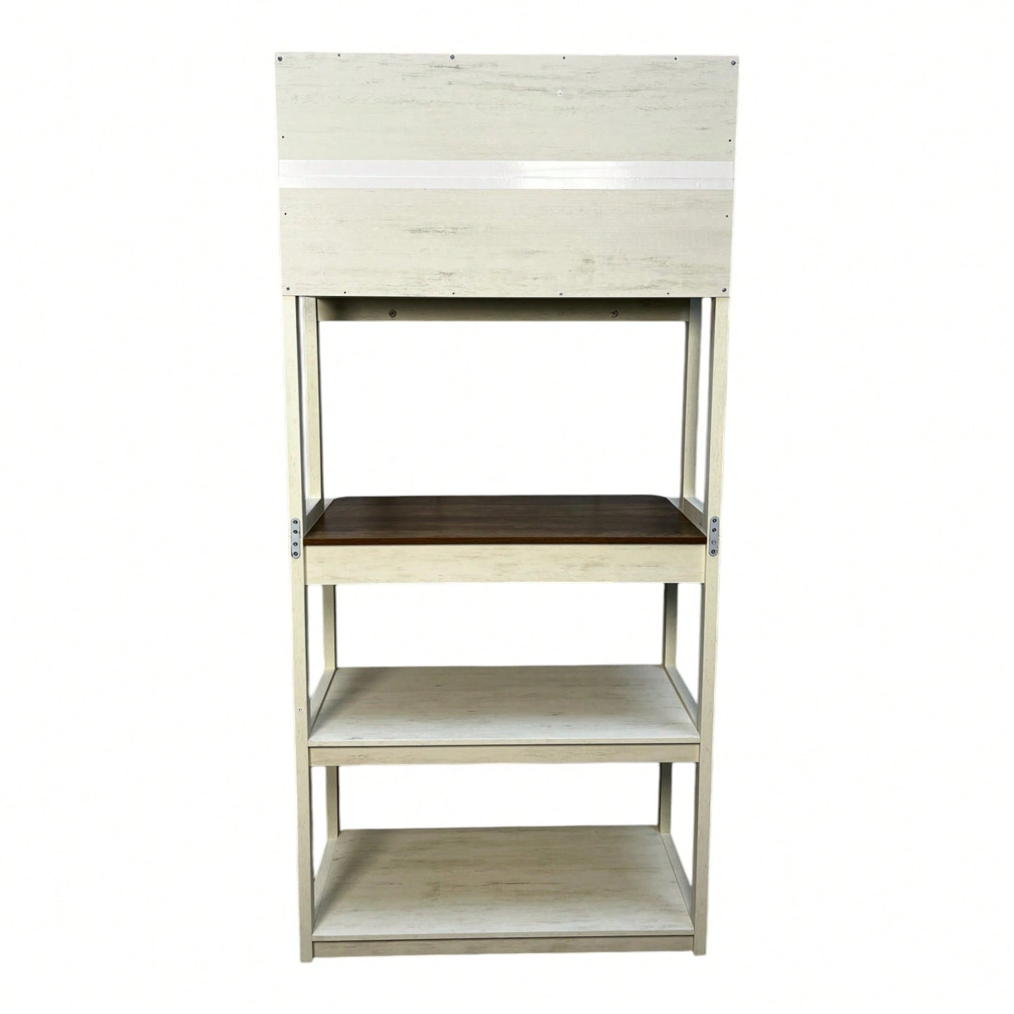 5-Tier Rustic Brown And White Kitchen Bakers Rack With Storage Shelves Coffee Bar Microwave Stand