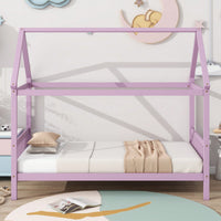 Twin House Bed With Headboard And Footboard In White Rubber Wood Frame