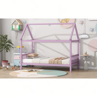 Twin House Bed With Headboard And Footboard In White Rubber Wood Frame