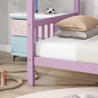 Twin House Bed With Headboard And Footboard In White Rubber Wood Frame