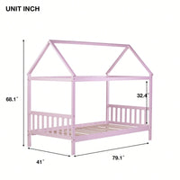 Twin House Bed With Headboard And Footboard In White Rubber Wood Frame