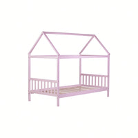 Twin House Bed With Headboard And Footboard In White Rubber Wood Frame