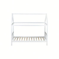 Twin House Bed With Headboard And Footboard In White Rubber Wood Frame