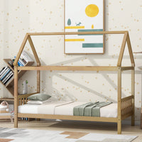Twin House Bed With Headboard And Footboard In White Rubber Wood Frame