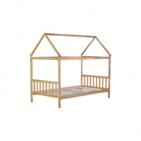 Twin House Bed With Headboard And Footboard In White Rubber Wood Frame