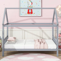 Twin House Bed With Headboard And Footboard In White Rubber Wood Frame