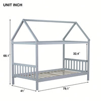 Twin House Bed With Headboard And Footboard In White Rubber Wood Frame
