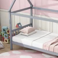 Twin House Bed With Headboard And Footboard In White Rubber Wood Frame