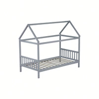 Twin House Bed With Headboard And Footboard In White Rubber Wood Frame