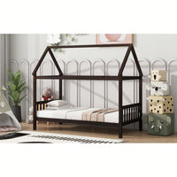 Twin House Bed With Headboard And Footboard In White Rubber Wood Frame
