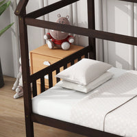 Twin House Bed With Headboard And Footboard In White Rubber Wood Frame