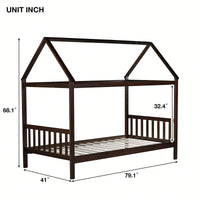 Twin House Bed With Headboard And Footboard In White Rubber Wood Frame