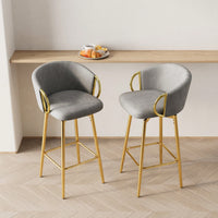 Set Of 2 Modern High Bar Chairs Comfortable Stools For Kitchen Counter Dining Restaurant Grey