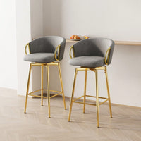 Set Of 2 Modern High Bar Chairs Comfortable Stools For Kitchen Counter Dining Restaurant Grey