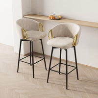 Modern Set Of 2 Stylish Grey Bar Chairs Comfortable High Stools For Kitchen Counters And Dining Areas