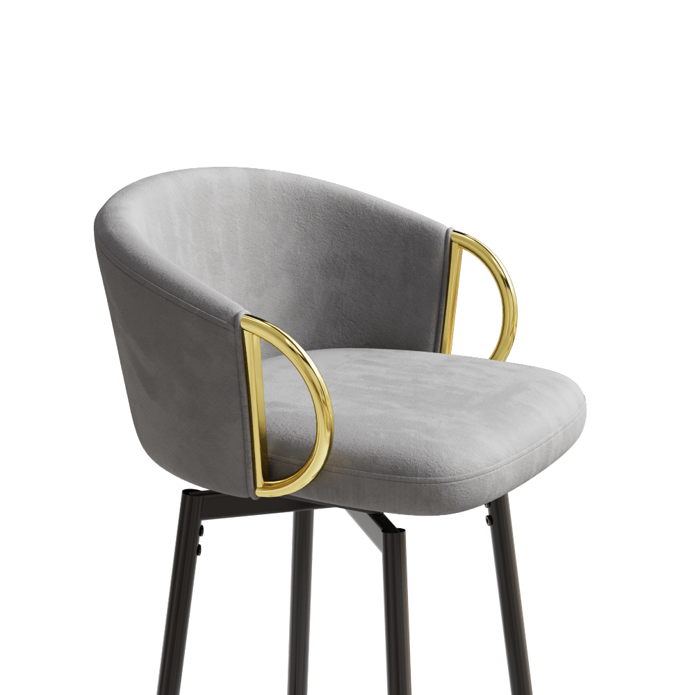 Modern Set Of 2 Stylish Grey Bar Chairs Comfortable High Stools For Kitchen Counters And Dining Areas