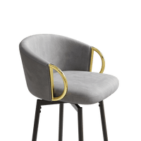 Modern Set Of 2 Stylish Grey Bar Chairs Comfortable High Stools For Kitchen Counters And Dining Areas