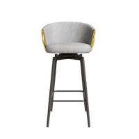 Modern Set Of 2 Stylish Grey Bar Chairs Comfortable High Stools For Kitchen Counters And Dining Areas